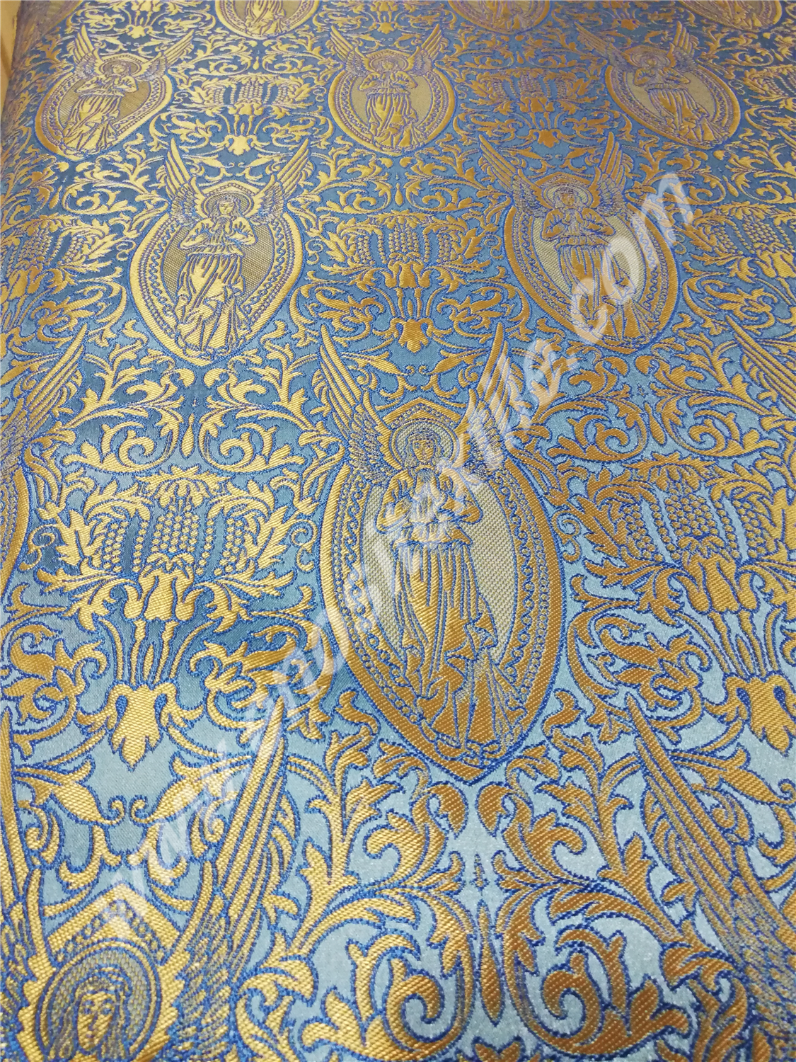 KL-069 LIGHT BLUE/GOLD Brocade Fabrics